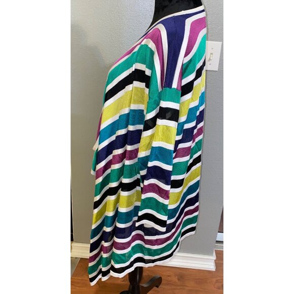 Anne Klein Cardigan Women’s XL Open Front Jacket Multicolor Striped Sheer Light - Picture 6 of 8